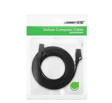 Płaski kabel UGREEN  przewód internetowy sieciowy Ethernet patchcord RJ45 Cat 7 STP LAN 10 Gbps 10 m czarny (NW106 11265)