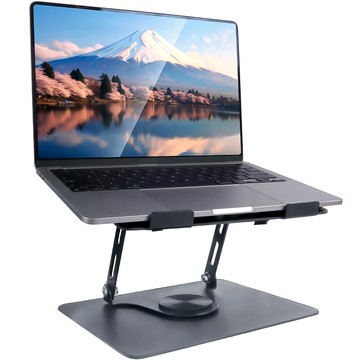 Podstawka stojak stolik pod laptopa 17.3" regulowana 360 chłodząca składany Aluminium 25x21.7cm Alogy Grafitowy