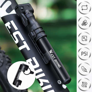 Pompka rowerowa aluminiowa Alogy Mini Bike Pump 100psi z uchwytem ręczna Czarna