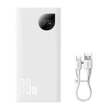 Powerbank Baseus Adaman2 z wyświetlaczem cyfrowym 2x USB-A / 1x USB-C 10000mAh 30W - biały