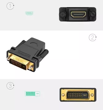 Przejściówka UGREEN  HDMI (żeński) - DVI 24+1 (męski) FHD 60 Hz czarny (20124)