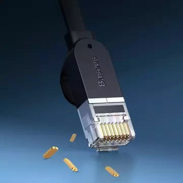 Przewód Baseus Speed Six kabel sieciowy płaski RJ45 1000Mbps 1.5m czarny (WKJS000001)