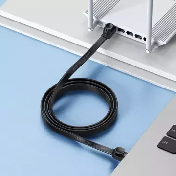 Przewód Baseus Speed Six kabel sieciowy płaski RJ45 1000Mbps 1.5m czarny (WKJS000001)