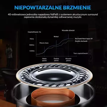 ROCK SPACE S9 Bezprzewodowe słuchawki nauszne HiFi Czerwony