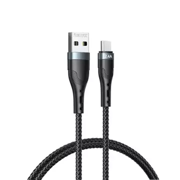 Remax kabel USB - micro USB do ładowania i transmisji danych 2,4A 1m czarny (RC-C006)