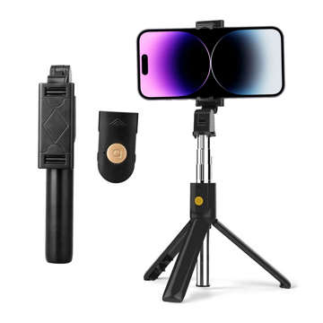 Selfie stick statyw Tripod Alogy Stand uchwyt na telefon kijek do zdjęć selfie pilot Bluetooth Czarny