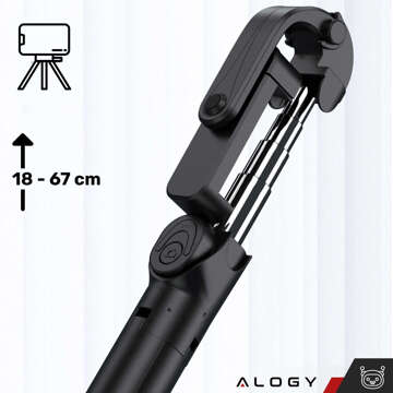 Selfie stick statyw Tripod uchwyt na telefon Alogy Trójnóg kijek do zdjęć selfie pilot Bluetooth 360 Czarny