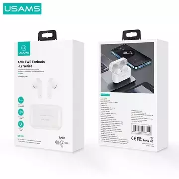 Słuchawki Bluetooth 5.0 USAMS TWS LY series ANC bezprzewodowe biały/white BHULY06