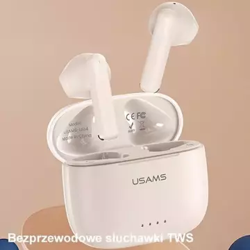 Słuchawki Bluetooth 5.3 USAMS TWS US Series Dual mic bezprzewodowe białe/white BHUUS02