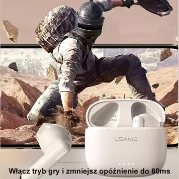 Słuchawki Bluetooth 5.3 USAMS TWS US Series Dual mic bezprzewodowe białe/white BHUUS02