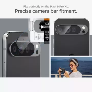 Szkło Hartowane Osłona Aparatu Spigen Optik.Tr „EZ Fit” Camera Protector 2-Pack do Google Pixel 9 Pro XL Crystal Clear