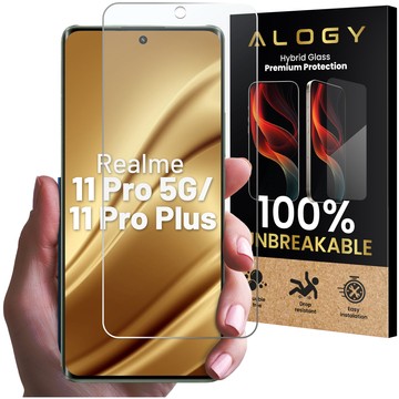 Szkło "NIETŁUKĄCE" do Realme 11 Pro 5G / Pro+ Plus na ekran hybrydowe Alogy Flexi Glass 9H Case Friendly płaskie na ekran