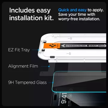 Szkło hartowane Spigen Glas.tR ”Ez Fit” do Apple iPhone 15 Privacy