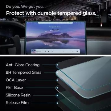 Szkło hartowane Spigen Glas.tr ”EZ FIT” Tesla Model X 2022 / Model S 2021 black