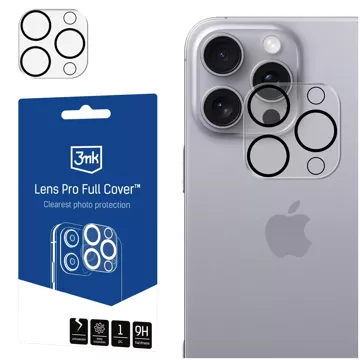 Szkło hybrydowe na aparat do Apple iPhone 16 Pro / 16 Pro Max osłona na obiektyw 3mk Lens Pro Full Cover pancerna ochrona aparatu