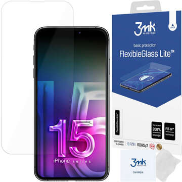 Szkło hybrydowe na ekran iPhone 15 Pro 3mk Flexible Glass Lite FG FlexibleGlass niepękające