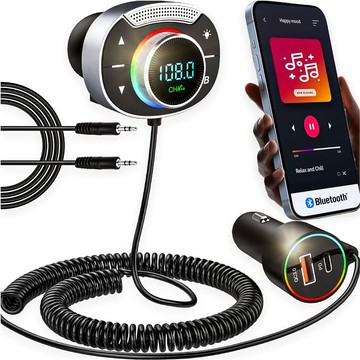 Transmiter Bluetooth Audio FM MP3 BT szybka ładowarka samochodowa USB QC 3.0 + USB-C typ C PD do auta Alogy