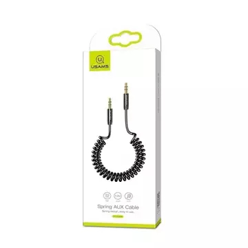 USAMS Adapter Spring audio jack 3,5mm -3,5mm 1,2m czarny/black SJ256YP01 (US-SJ256)