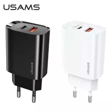 USAMS Ładowarka sieciowa 1x USB-C + 1x USB T35 20W (only head) PD3.0 + QC3.0 Fast Charging biały/white CC121TC01 (US-CC121)