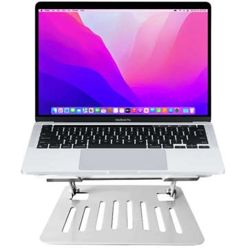 Uchwyt na laptop Macbook tablet 17" stojak podstawka składany regulowany aluminiowy na biurko 25 x 21.5cm Alogy Srebrny