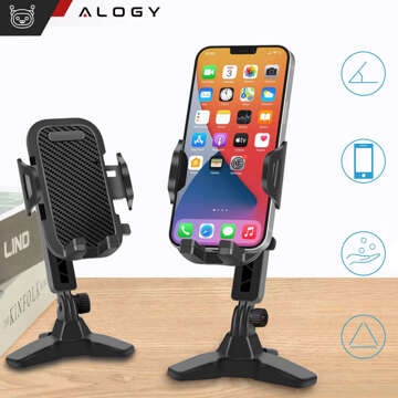 Uchwyt na telefon stojak podstawka na biurko regulowany 360 Tripod biurkowy statyw 4-7" Alogy Czarny