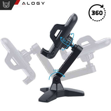 Uchwyt na telefon stojak podstawka na biurko regulowany 360 Tripod biurkowy statyw 4-7" Alogy Czarny