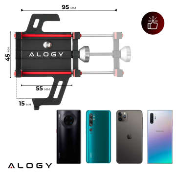 Uchwyt rowerowy na kierownicę Alogy Bike Phone Holder do telefonu 55-95mm na rower motor hulajnogę Czarny