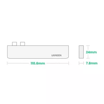 Wielofunkcyjny HUB UGREEN 2x USB Typ C na USB Typ C PD (Thunderbolt 3, 100W, 4K@60 Hz, 10 Gbps) / HDMI 4K@30 Hz / 3x USB 3.0 do MacBook Pro / Air szary (60559)