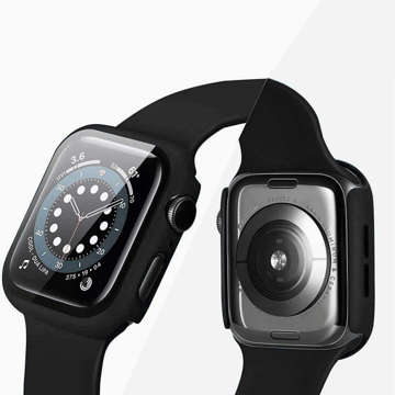 Zestaw Etui ze szkłem do smartwatcha Defense360 obudowa + szkło do Apple Watch 7 45mm Black